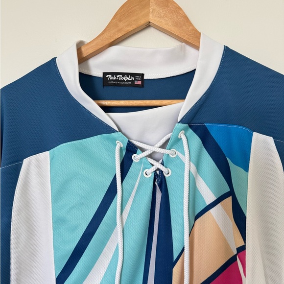 PINK DOLPHIN Colorful Graphic Hockey Jersey - Picture 6 of 6